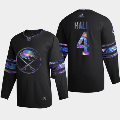 Buffalo Buffalo Sabres #4 Taylor Hall Men's Nike Iridescent Holographic Collection NHL Jersey - Black Men's